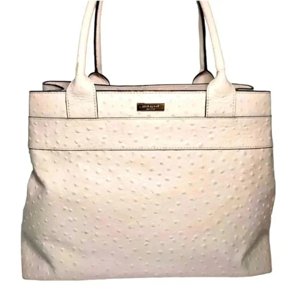 Kate Spade New York Charm Ostrich pink blush tote purse bag - Picture 2 of 3